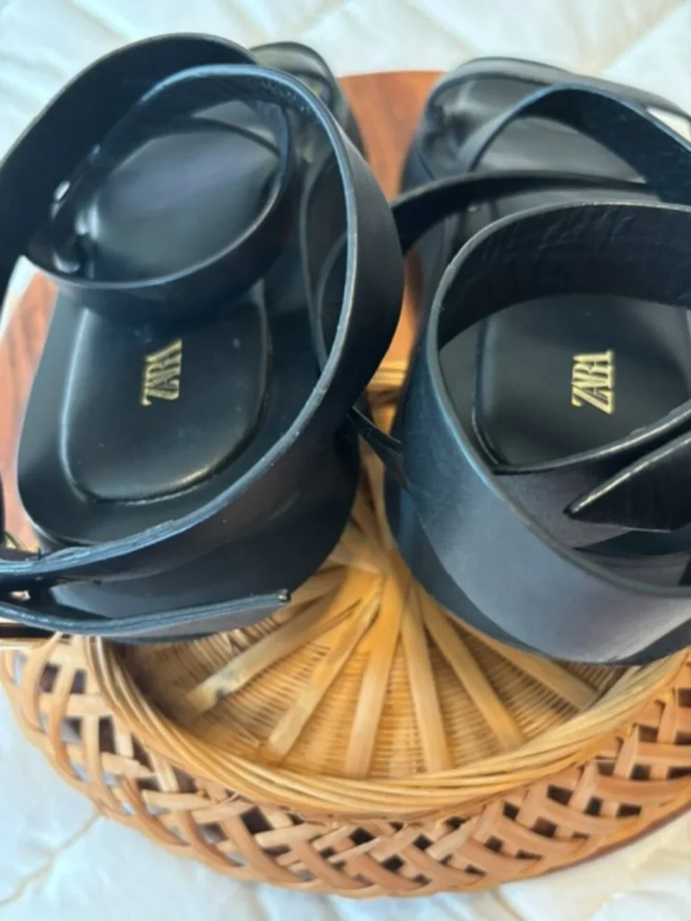 Zara Black Strap Sandals Size 38 - Picture 3 of 4